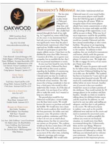Oakwood Country Club July 2011 Newsletter Page 2